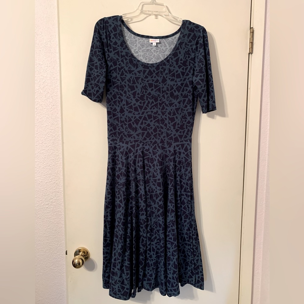 EUC Lularoe Nicole Midi Teal/Navy